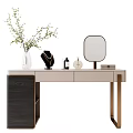 Modern Dressing Table Designs With Mirror Vase Drawers And Decorative Items 3d model
