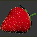 Fresh Ripe Red Strawberry with Yellow Seeds Green Leaves and Stem