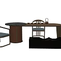 Modern Tea Table And Chairs Set With Marble Top And Tea Utensils 3d model