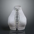Stylish White High Neck Ribbed Knit Crop Top With Lace Up Front Design