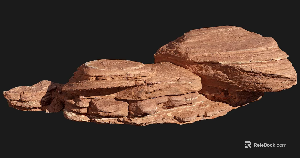 Natural Red Stone and Wood Elements with Layered Textures and Earthy Tones 3d model 