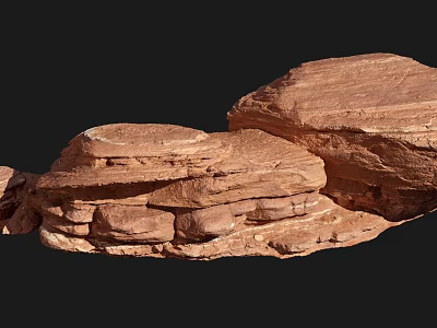 Natural Red Stone and Wood Elements with Layered Textures and Earthy Tones 3d model