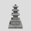 Traditional Stone Pagoda Multi Tiered Structure With Carved Base Ancient Oriental Design