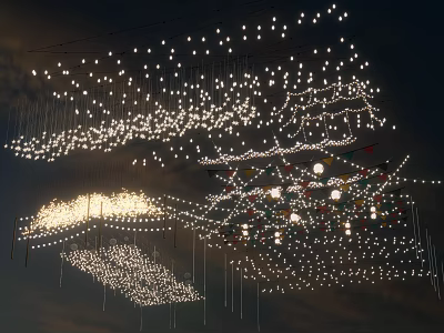 Artistic Hanging Decorative Lights With Multiple Illuminated String Arrangement Design 3d model
