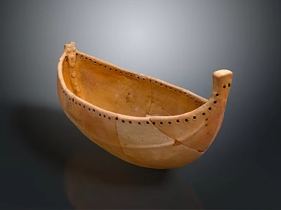 Ancient Clay Boat Shaped Water Vessel With Perforated Sides And Traditional Design 3d model