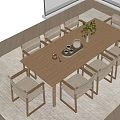 Natural Wooden Outdoor Table with Woven Chairs Vase Green Plant Teapot Tray and Teacups