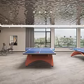 Modern Clubhouse Interior With Snooker Tables And Sofas 3d model