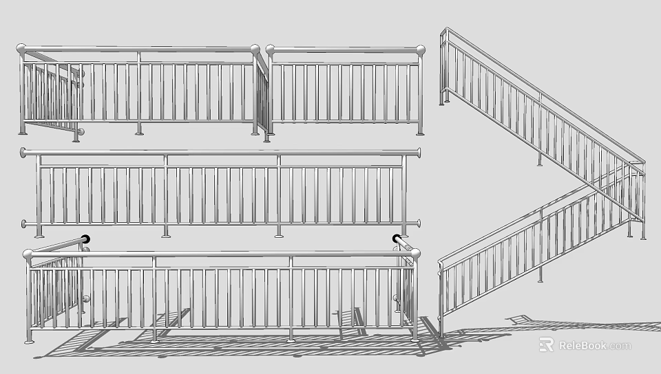 Various Railings Design Styles for Staircase Balcony and Home Use 3d model 
