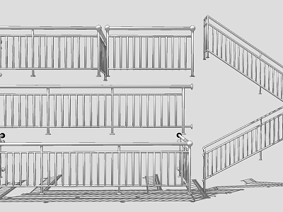 Various Railings Design Styles for Staircase Balcony and Home Use 3d model