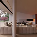 Modern Detached Villa With Long Swimming Pool Wooden Terrace And Sunset View