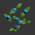 Blue Paper Art Flowers With Green Stems And Leaves On Dark Background