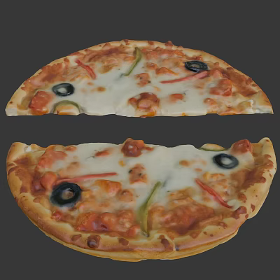 Delicious Pizza Topped With Melted Cheese Black Olives Green Peppers And Red Peppers 3d model