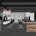 Modern Public Office Space Interior Design With Open Desk Layout Office Chairs And Wooden Accents