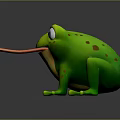 Cartoon Green Frog Character With Big Eyes Sticking Out Tongue And Orange Spots