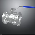 Stainless Steel Industrial Ball Valve With Blue Handle And Flanged Connections
