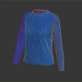Blue Long Sleeve Knitted Top With Round Neck Casual Stylish Design