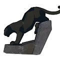 Geometric Panther Sculpture With Abstract Design Standing On Stone Base 3d model