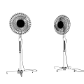 Two Modern Pedestal Air Conditioner Fans With Metal Base In White