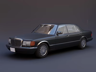 Classic Black Mercedes Benz Sedan Featuring Vintage Body Lines And Design 3d model