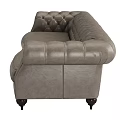 Classic Gray Leather Double Sofa With Button Tufted Design And Rolled Arms 3d model