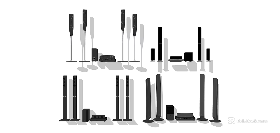 Stylish Modern Headphones and Speakers Collection With Various Design Models 3d model 