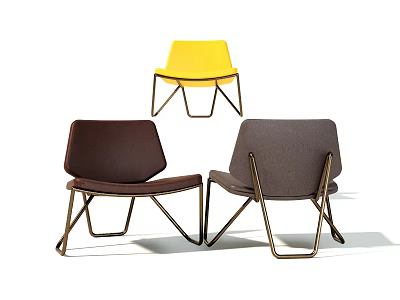 Modern Leisure Chairs With Metal Frame In Yellow Brown And Gray Colors 3d model