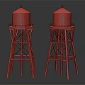 Red Daville Water Towers With Rustic Metal Frame And Vintage Design
