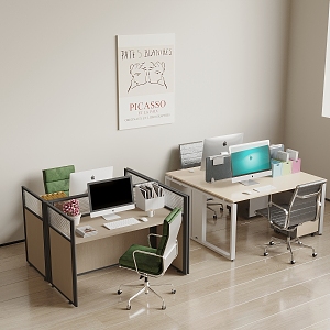 Modern Office Desk and Chair Staff Desk Public Office Desk and Chair Public Office Area 3d model