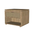 Minimalist Light Wood Bedside Table With Mesh Front Drawer And Open Shelf