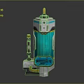 Futuristic Hi Tech Machine With Transparent Blue Core Digital Display And Orange Top Nozzle