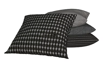 Black and White Checkered Gray Striped Decorative Pillows for Home Decor 3d model