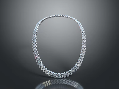 Elegant Silver Necklace With Classic Chain Design And Shiny Metal Finish 3d model