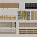 Bamboo and Wooden Fences Various Styles and Patterns Collection on