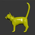 Realistic Black Cat Doll With Colorful Collar Standing On Dark Background