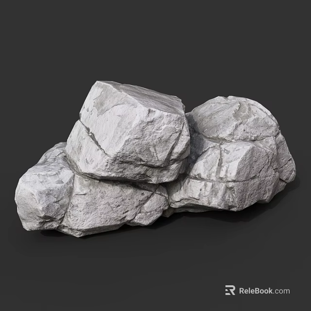Natural Gray Rough Stone Pile with Authentic Texture for Landscape Decoration Projects 3d model 