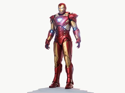 Iron Man Character With Red And Gold Armor Glowing Chest Reactor And High Tech Design 3d model