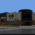 Nanfeng Department Store Building Exterior With Large Screen Store Signs And Parking Lot