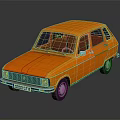 Yellow Vintage Compact Car Featuring 4 Door Classic Design And Reflective Finish
