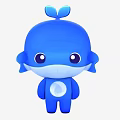 Cute Blue Whale Shaped Doll With Big Eyes Leaf Top And Chest Water Drop Design