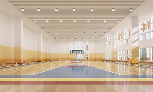 modern basketball hall rain playground 3d model