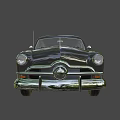 Black Vintage Car with Classic Retro Design Chrome Accents and White Wall Tires