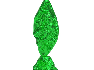 Green Intricate Textured Leaf Shaped Object With Decorative Base 3d model