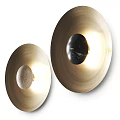 Modern Round Wall Lamps with Golden Brass Frame Illuminated Black and White Center