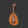 Wooden Lute Shaped Decorative Ornament With Handcrafted Design For Home Use