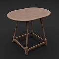 Classic Oval Side Table With Light Brown Tabletop And Wooden Legs 3d model