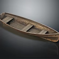 Vintage Wooden Boat With Classic Design And Wooden Seats On Dark Background