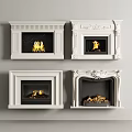 Various White Fireplace Designs With Decorative Details And Burning Wood Logs
