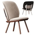 Modern Dining Chairs With Light Gray Upholstery Black Backrest And Wooden Three Legs