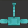 Light Blue 3D Cartoon Creature Character With Square Body And Long Arms