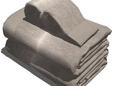 Stacked Gray Towels With a Bow Shaped Towel Neatly Placed On Top 3d model
